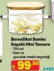 BOROSİLİKAT BAMBU KAPAKLI MİNİ TENCERE 700 ML BOROSİLİKAT BAMBU KAPAKLI MİNİ TENCERE 700 ML